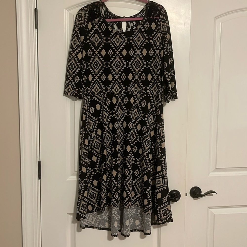 Deb 1X Black and Grey Knee length dress 14/16 Poly Spandex